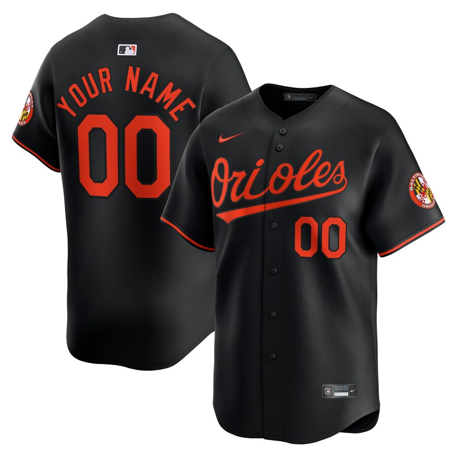 Men's Baltimore Orioles  Nike Black  Alternate Limited Custom Jersey - ujerseystore