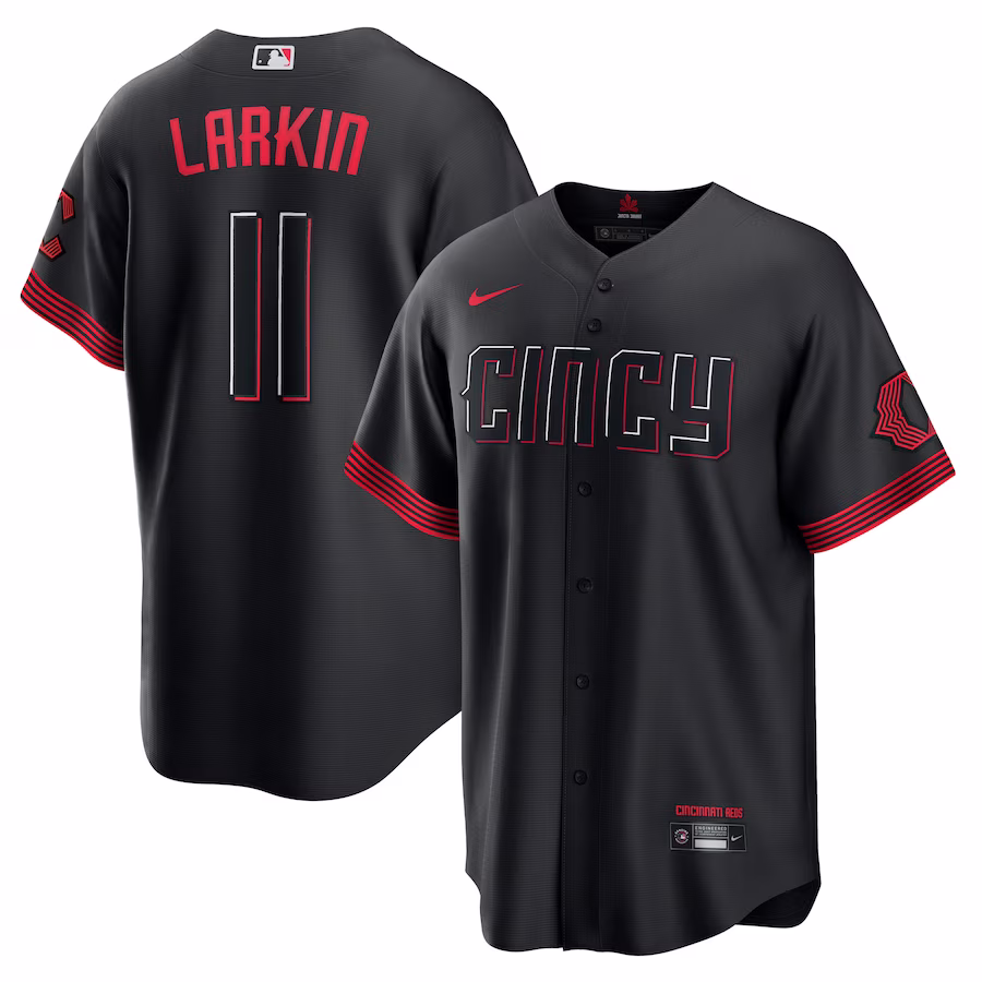 Men's Cincinnati Reds Barry Larkin Nike Black City Connect Replica Player Jersey - ujerseystore