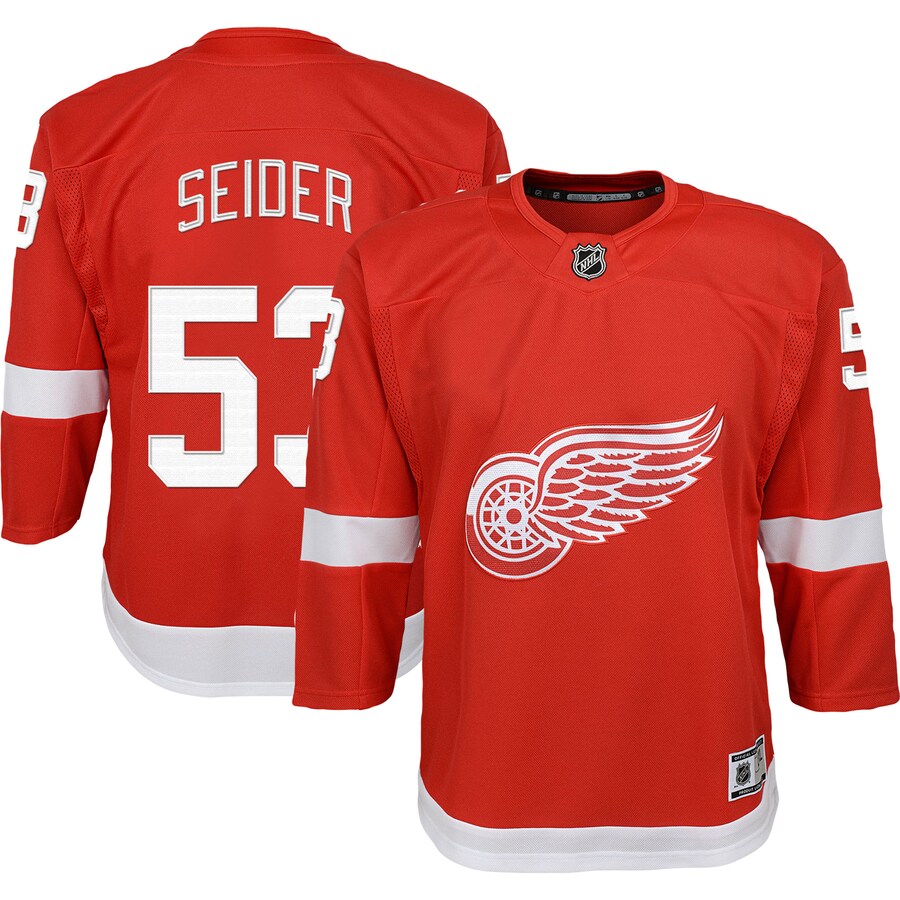 Youth Detroit Red Wings Moritz Seider Red 2022/23 Premier Player Jersey - ujerseystore