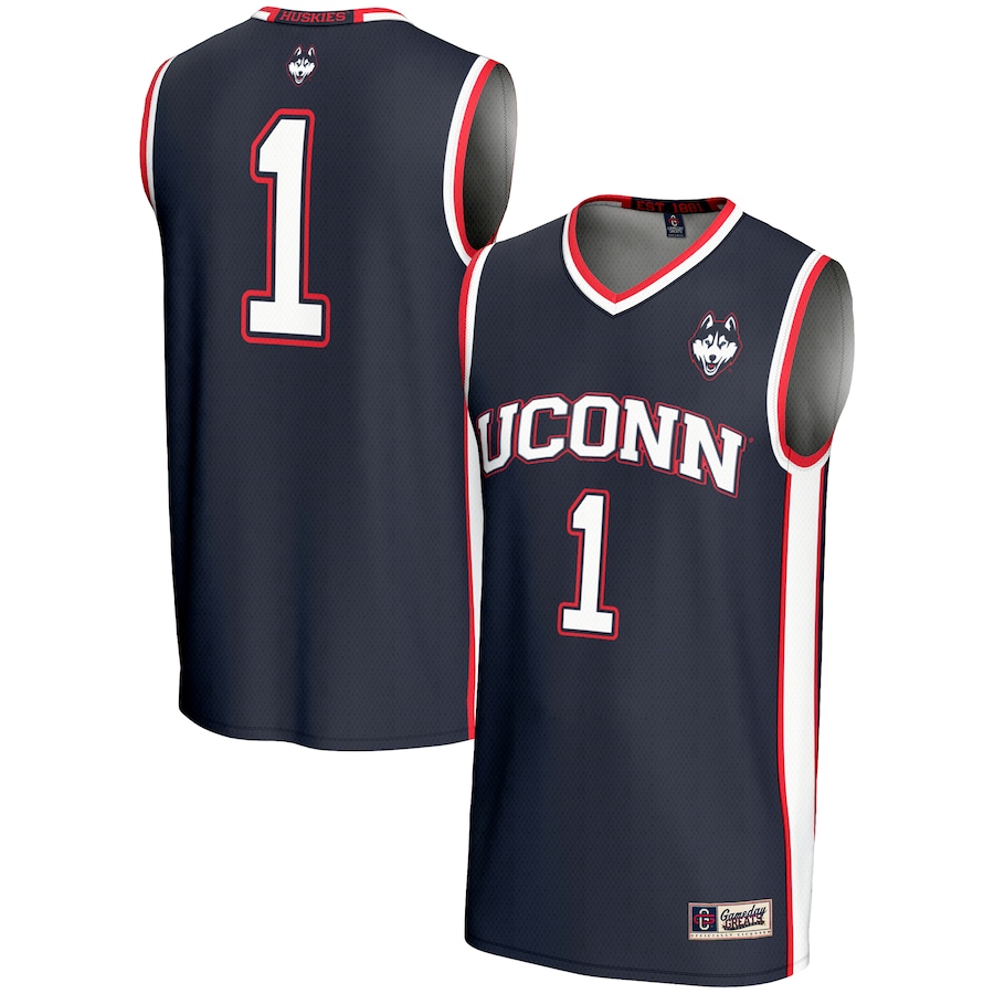 Men's GameDay Greats #1  Navy UConn Huskies  Lightweight Basketball Jersey - ujerseystore