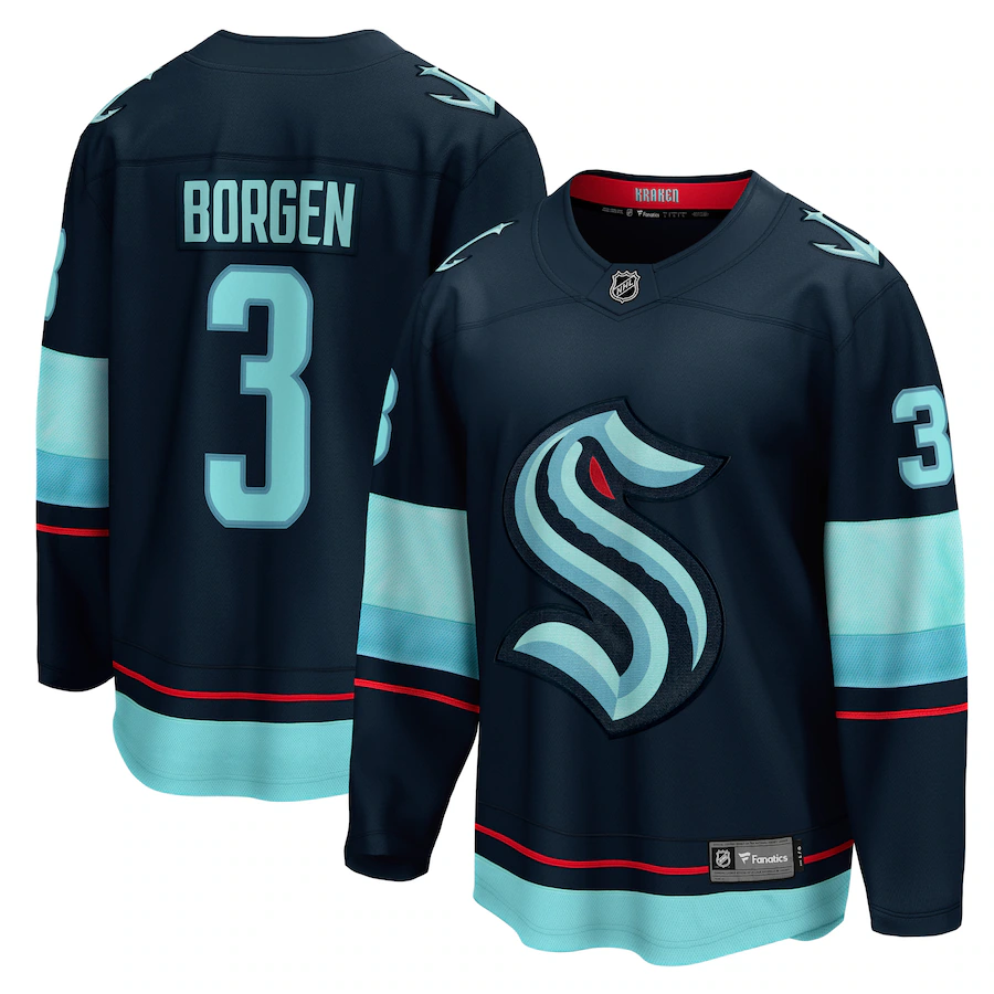Men's Seattle Kraken Will Borgen Fanatics Deep Sea Blue Home Breakaway Player Jersey - ujerseystore