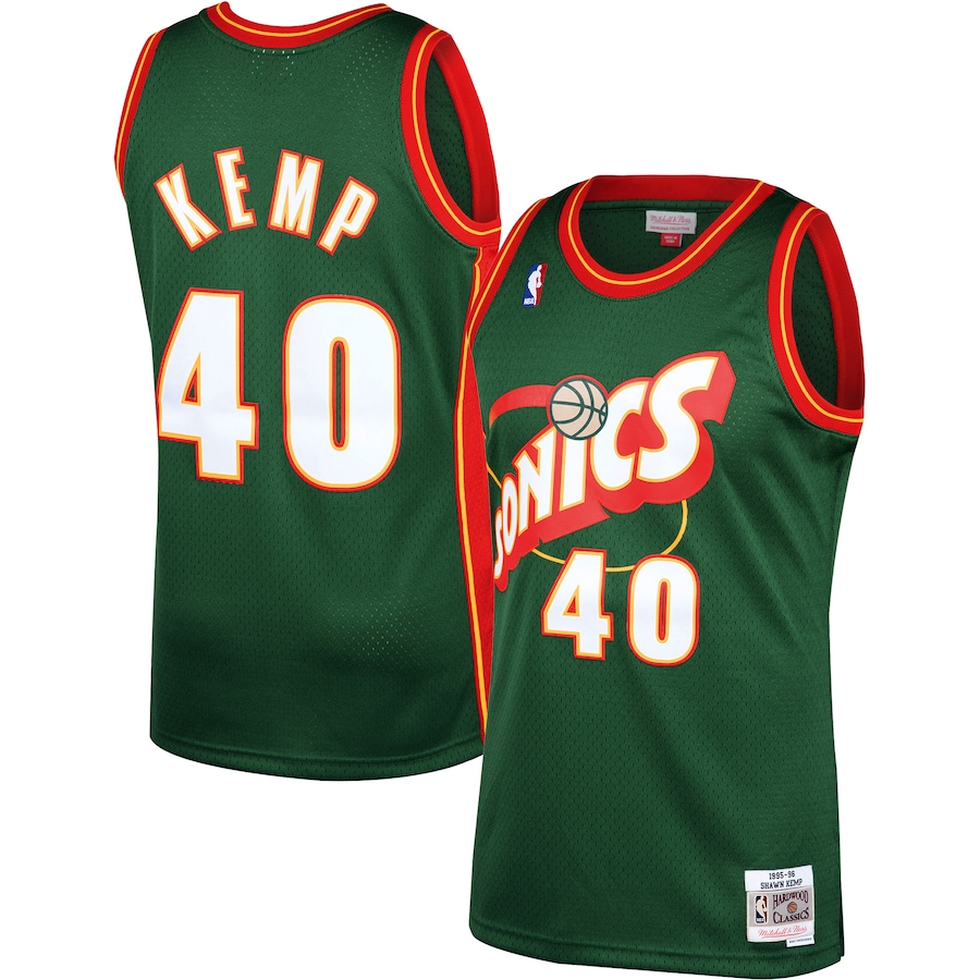 Men's Seattle SuperSonics Shawn Kemp Mitchell & Ness Green 1995/96 Hardwood Classics Swingman Jersey - ujerseystore