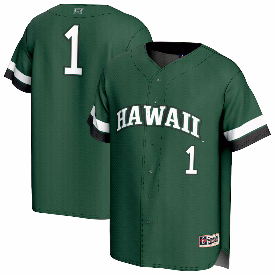 Youth GameDay Greats #1 Green Hawaii Rainbow Warriors Lightweight Collegiate Baseball Fashion Jersey - ujerseystore