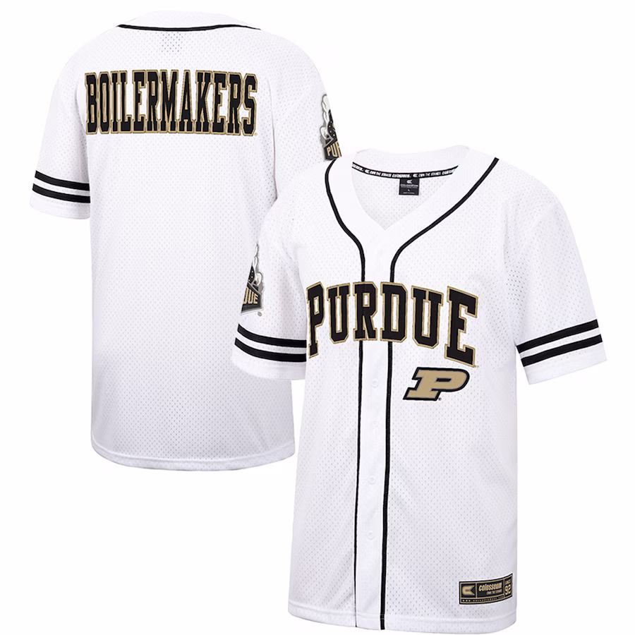 Purdue Boilermakers Colosseum Free Spirited Mesh Button-Up Baseball Jersey - White - ujerseystore
