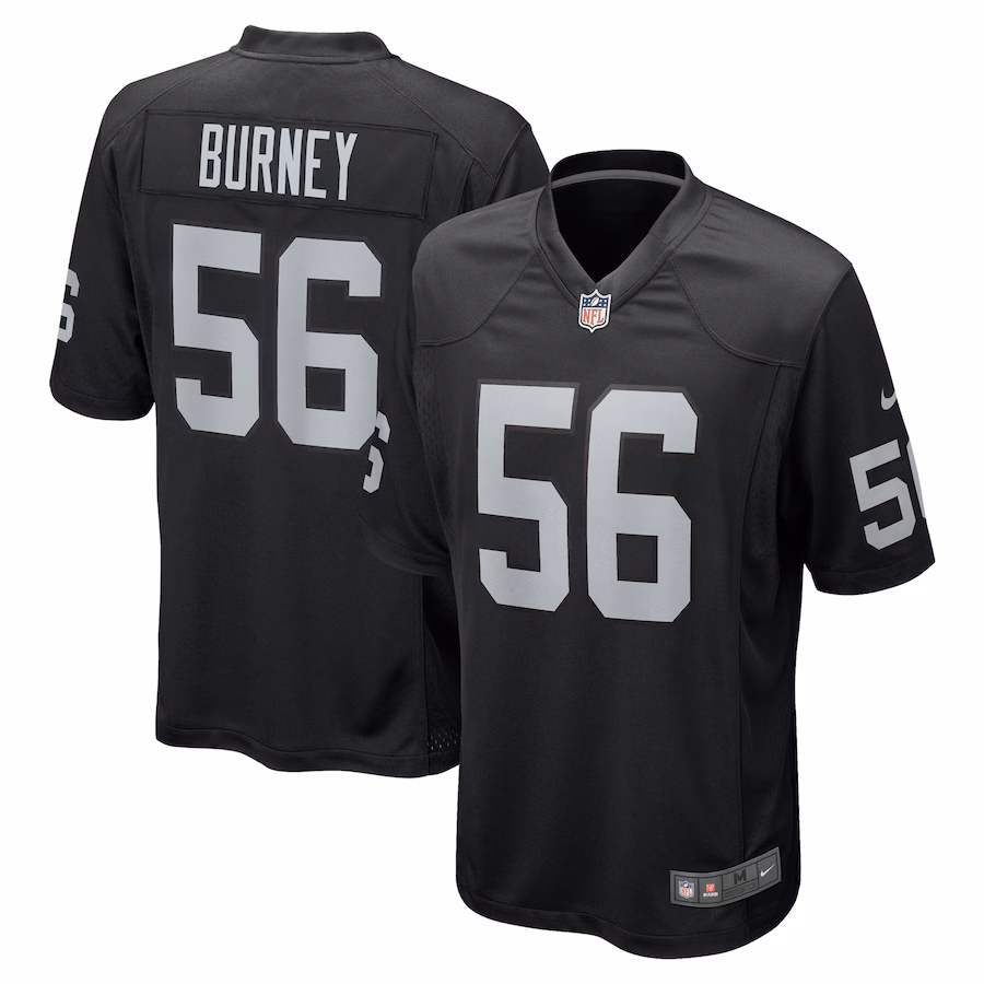 Men's Las Vegas Raiders Amari Burney Nike Black Team Game Jersey - ujerseystore