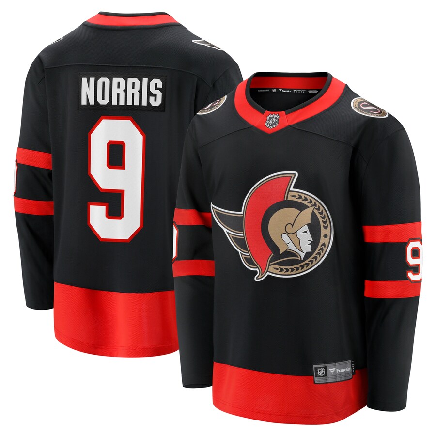 Men's Ottawa Senators Josh Norris Fanatics Branded Black Home Breakaway Jersey - ujerseystore