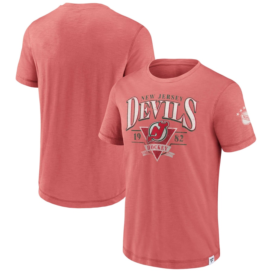 Men's New Jersey Devils Fanatics Red Elusive Slub T-Shirt - ujerseystore