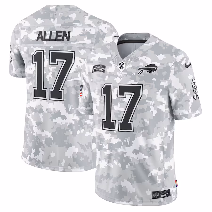Men's Buffalo Bills Josh Allen Nike Arctic Camo 2024 Salute to Service Limited Jersey - ujerseystore