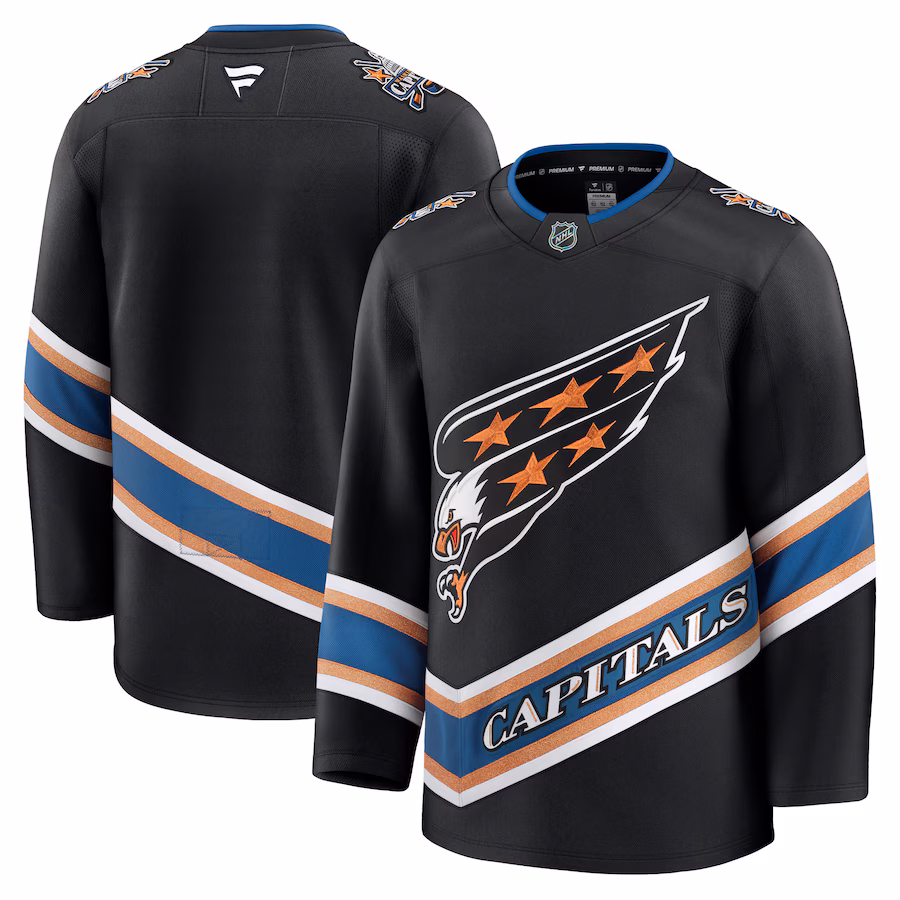 Men's Washington Capitals Fanatics Black Alternate 50th Anniversary Premium Jersey - ujerseystore
