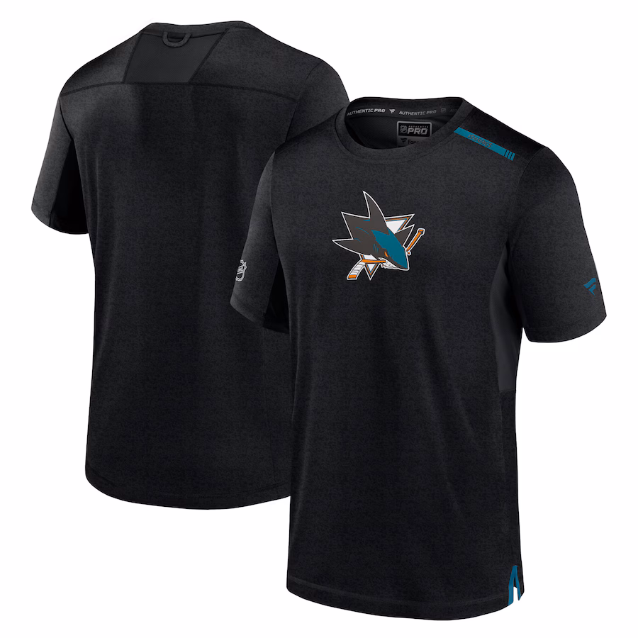 Men's San Jose Sharks Fanatics Black Authentic Pro Performance T-Shirt - ujerseystore