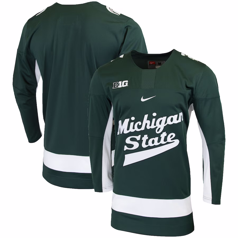 Michigan State Spartans Nike Replica College Hockey Jersey - Green - ujerseystore