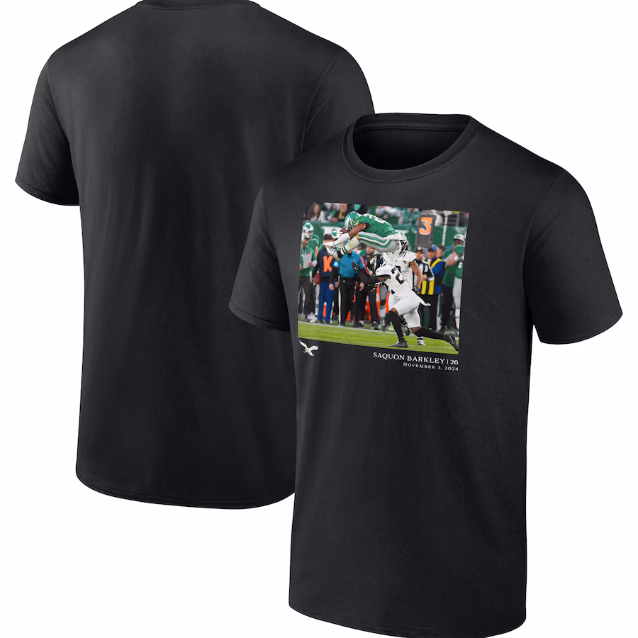 Men's Philadelphia Eagles Saquon Barkley Black NFL Flash Features Week 9 T-Shirt - ujerseystore