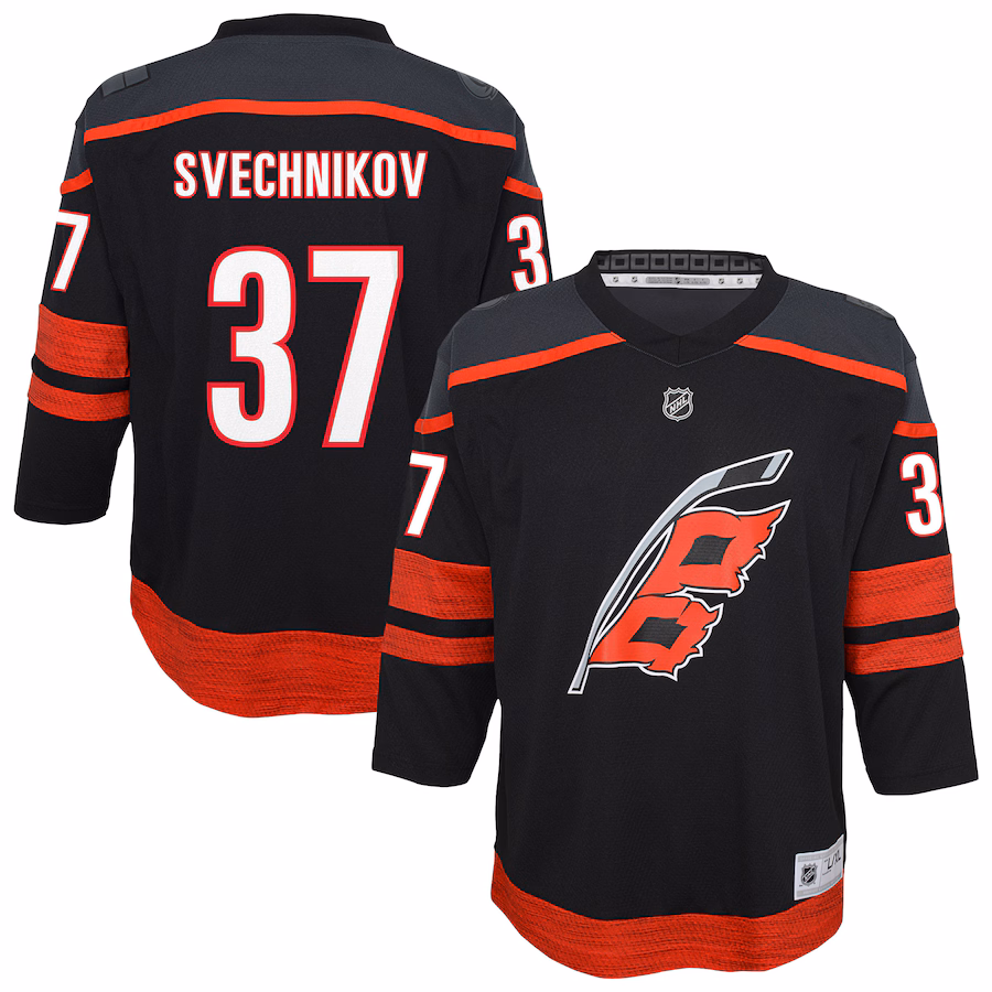 Youth Carolina Hurricanes Andrei Svechnikov Black Alternate Replica Player Jersey - ujerseystore