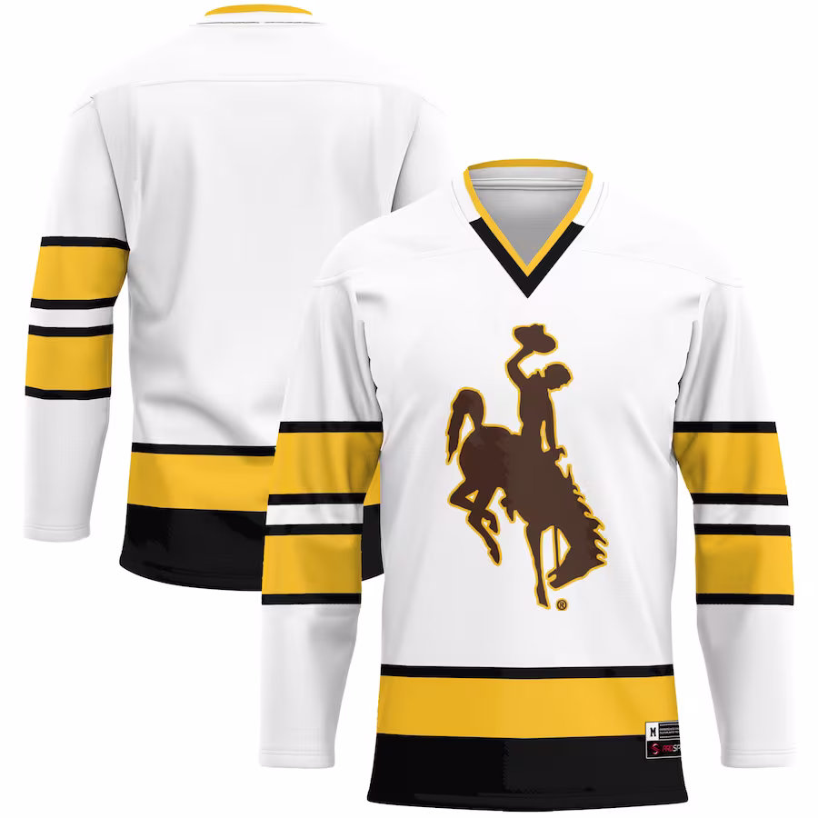 Wyoming Cowboys GameDay Greats Hockey Jersey - White - ujerseystore