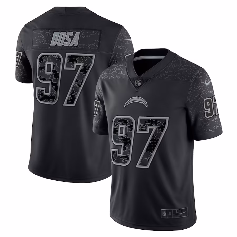 Men's Los Angeles Chargers Joey Bosa Nike Black RFLCTV Limited Jersey - ujerseystore