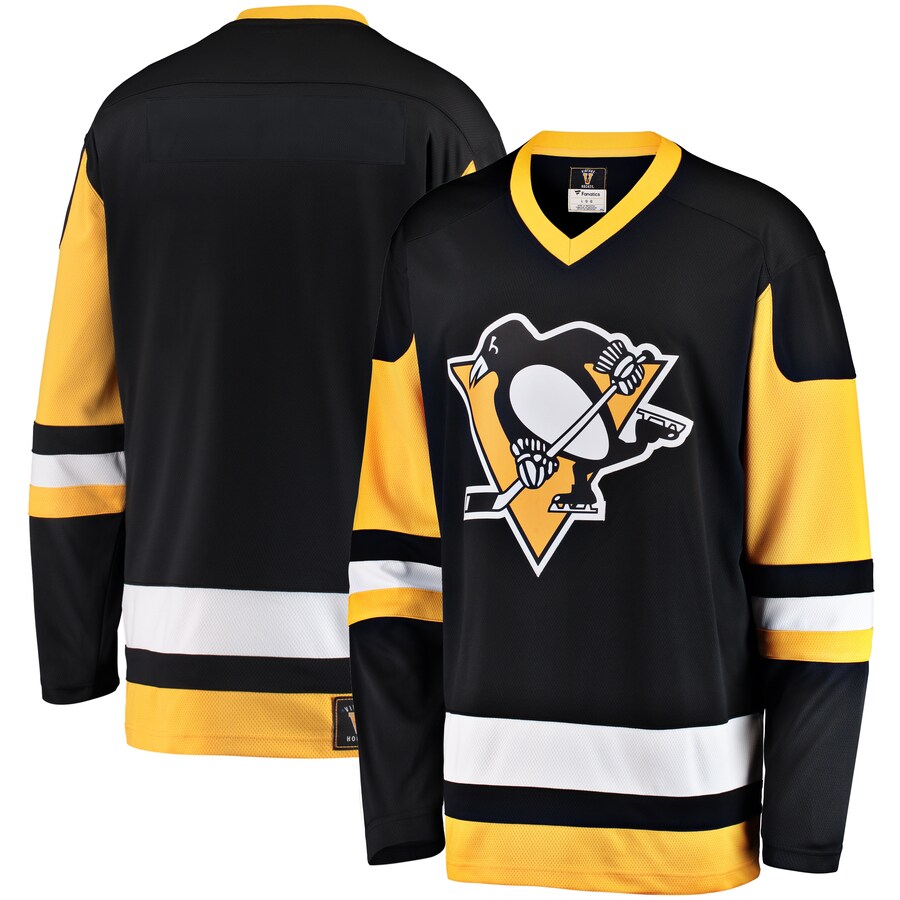 Men's Pittsburgh Penguins Fanatics Branded Black Premier Breakaway Heritage Blank Jersey - ujerseystore