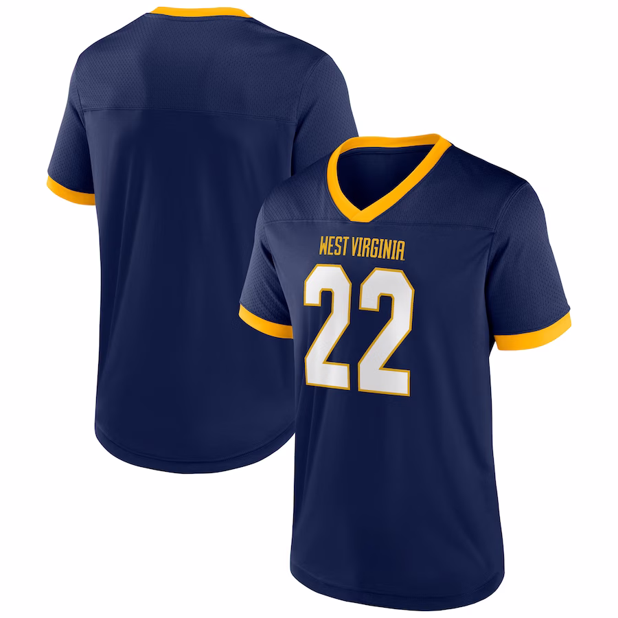 Men's Navy West Virginia Mountaineers The Cut Football Jersey - ujerseystore
