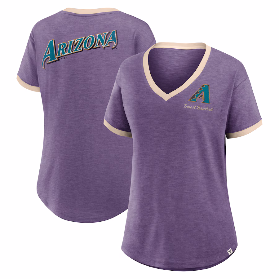 Women's Arizona Diamondbacks Fanatics Purple Binge Worthy Stadium Slub V-Neck T-Shirt - ujerseystore