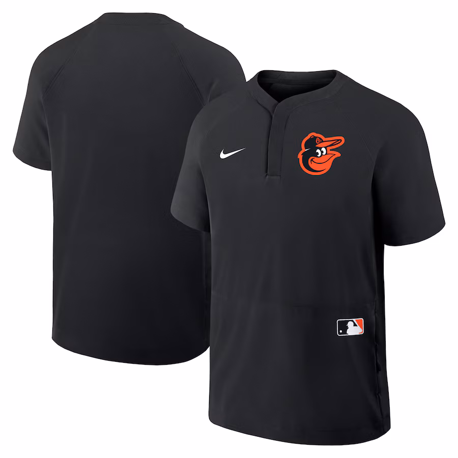 Men's Baltimore Orioles Nike Black Authentic Collection Raglan Short Sleeve Windshirt - ujerseystore