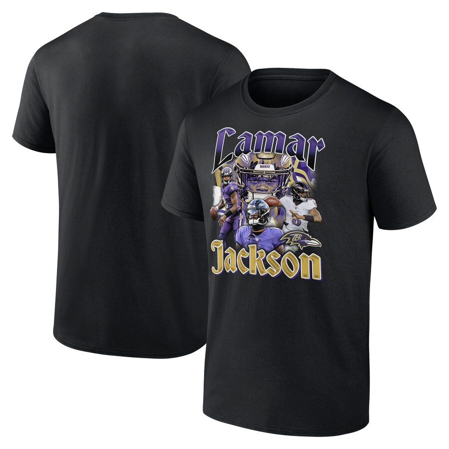 Men's Baltimore Ravens Lamar Jackson Fanatics Black Notorious Player Graphic T-Shirt - ujerseystore