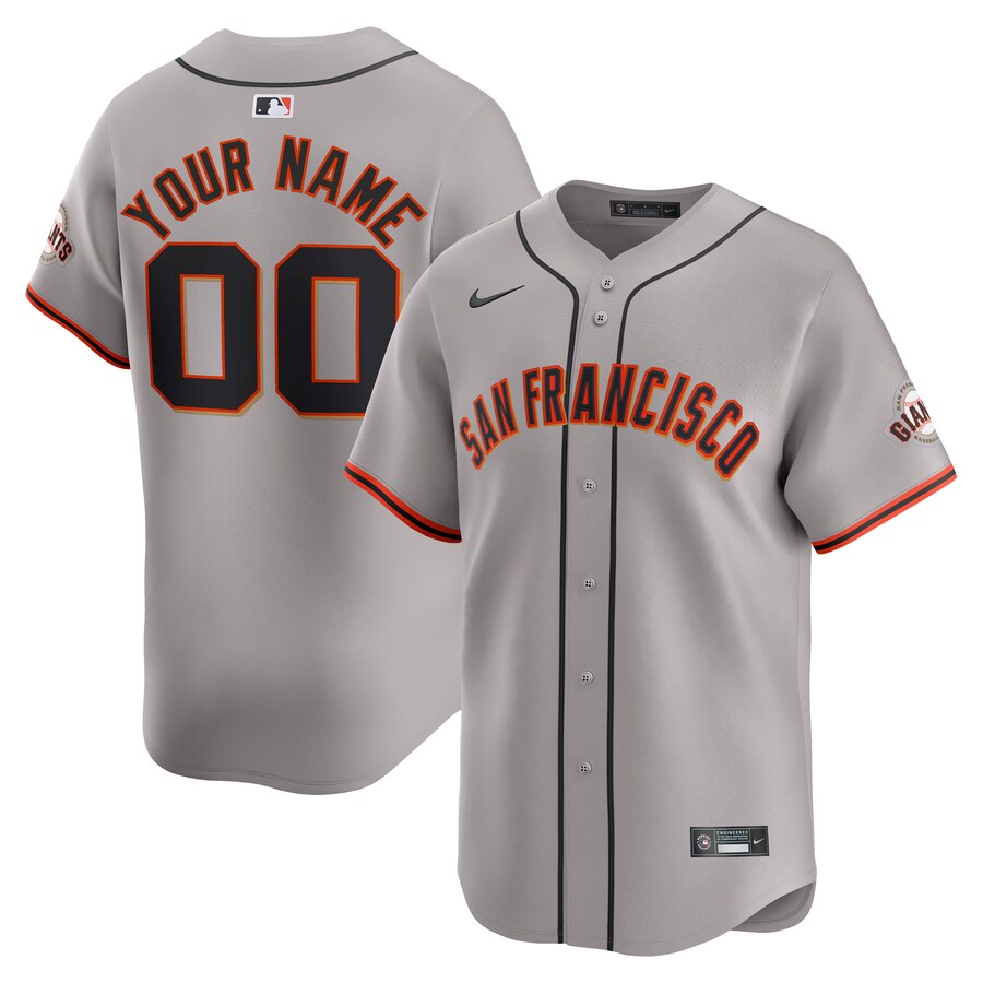 Men's San Francisco Giants  Nike Gray Away Limited Custom Jersey - ujerseystore