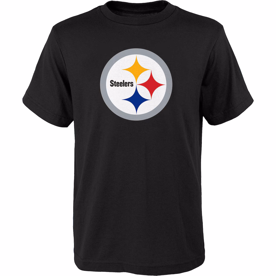 Youth Pittsburgh Steelers Black Primary Logo T-Shirt - ujerseystore