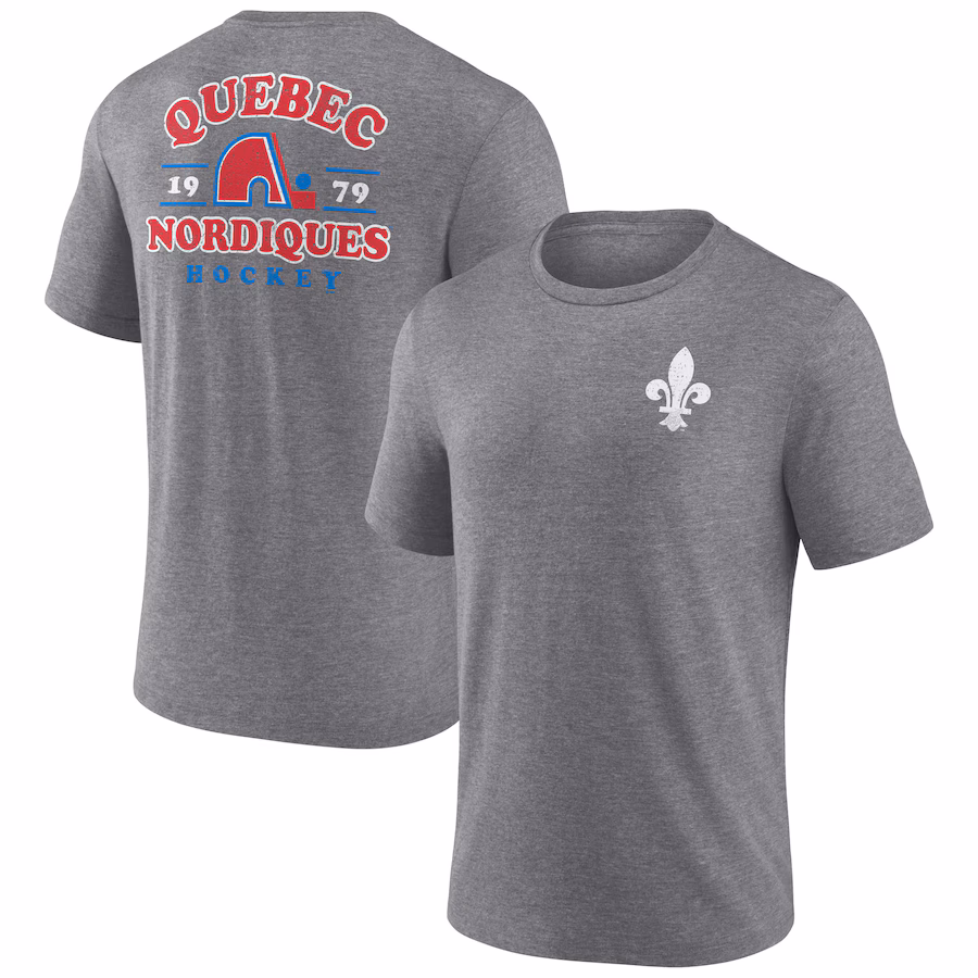 Men's Quebec Nordiques Fanatics Heather Gray Vintage Hockey Winger Tri-Blend T-Shirt - ujerseystore