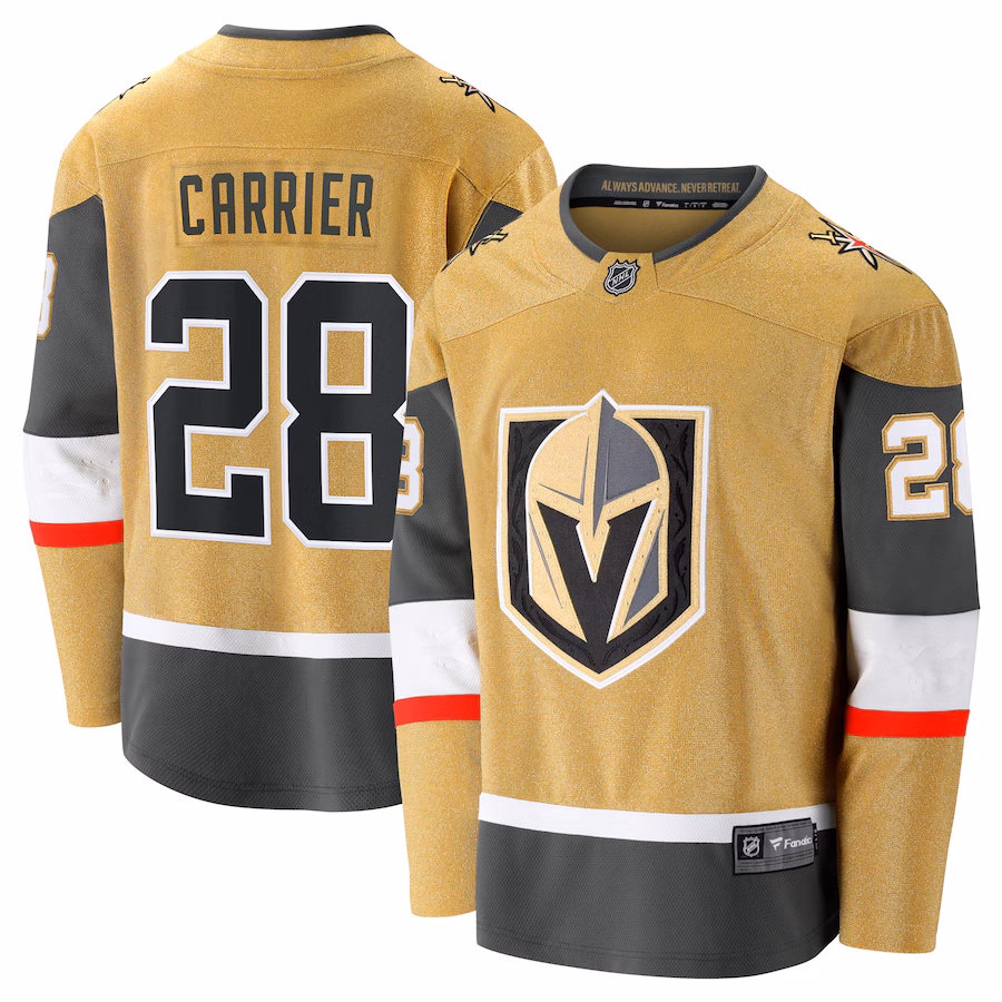 Men's Vegas Golden Knights William Carrier Fanatics Gold Home Breakaway Jersey - ujerseystore