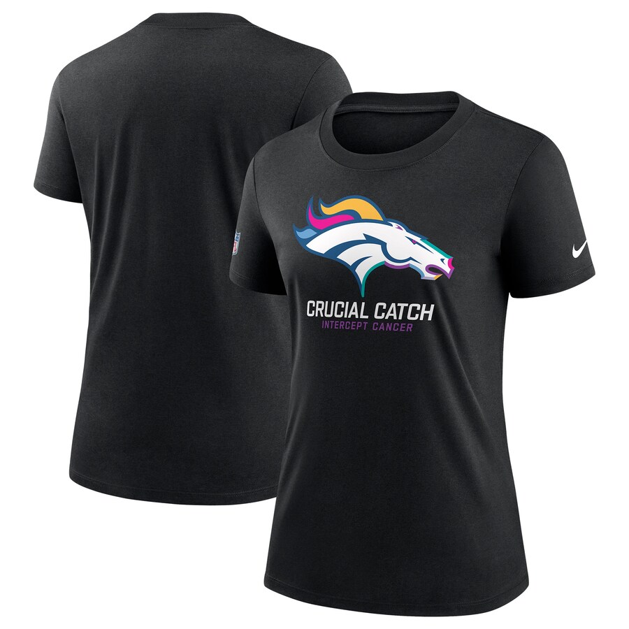 Women's Denver Broncos  Nike Black 2024 NFL Crucial Catch Tri-Blend T-Shirt - ujerseystore
