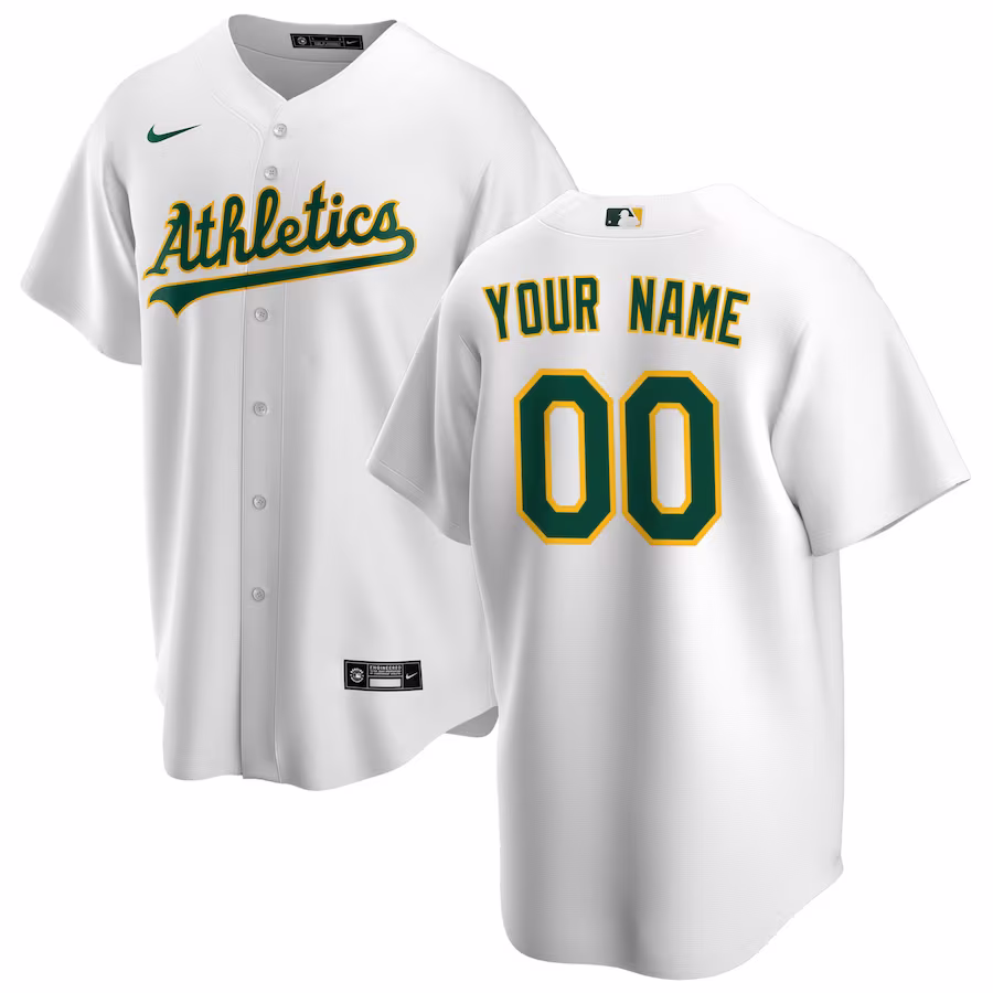 Youth Oakland Athletics Nike White Home Replica Custom Jersey - ujerseystore