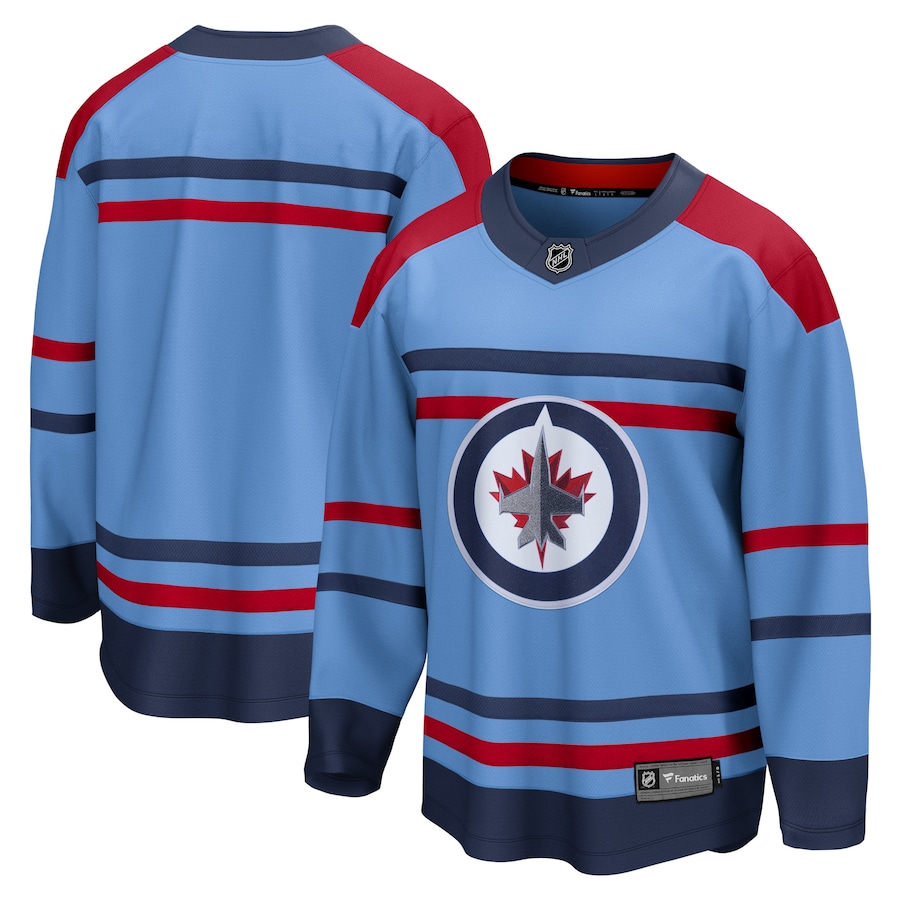 Men's Winnipeg Jets Fanatics Light Blue Anniversary Premier Breakaway Jersey - ujerseystore