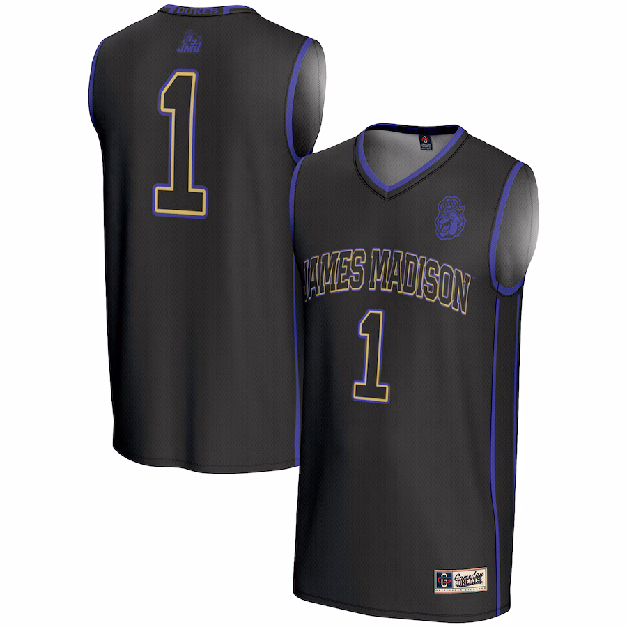 Youth GameDay Greats Black #1 James Madison Dukes Lightweight Basketball Jersey - ujerseystore