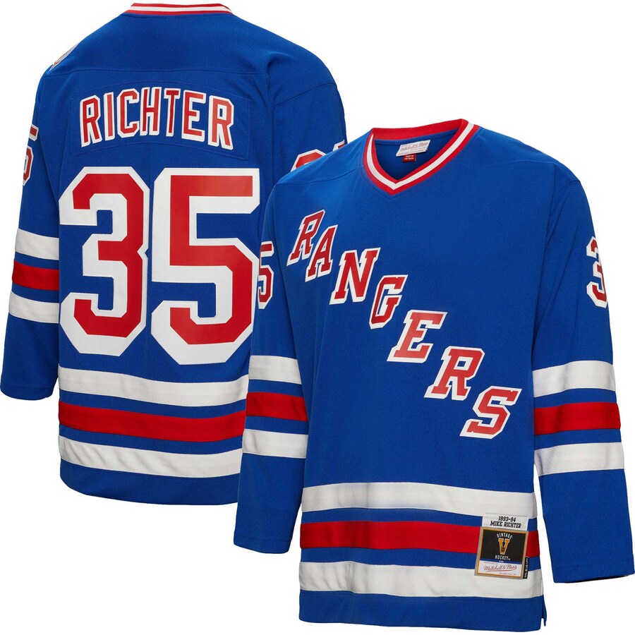 Men's New York Rangers Mike Richter Mitchell & Ness Blue 1993/94  Blue Line Player Jersey - ujerseystore