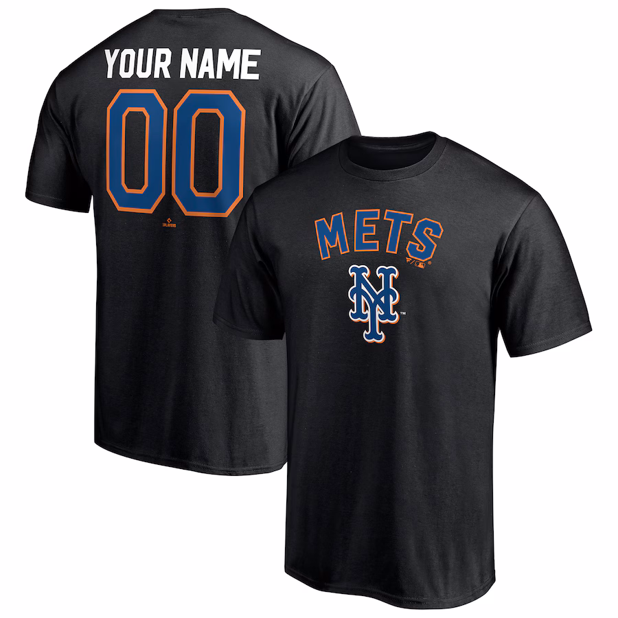 Men's New York Mets Black Cooperstown Winning Streak Alternate Personalized Name & Number T-Shirt - ujerseystore