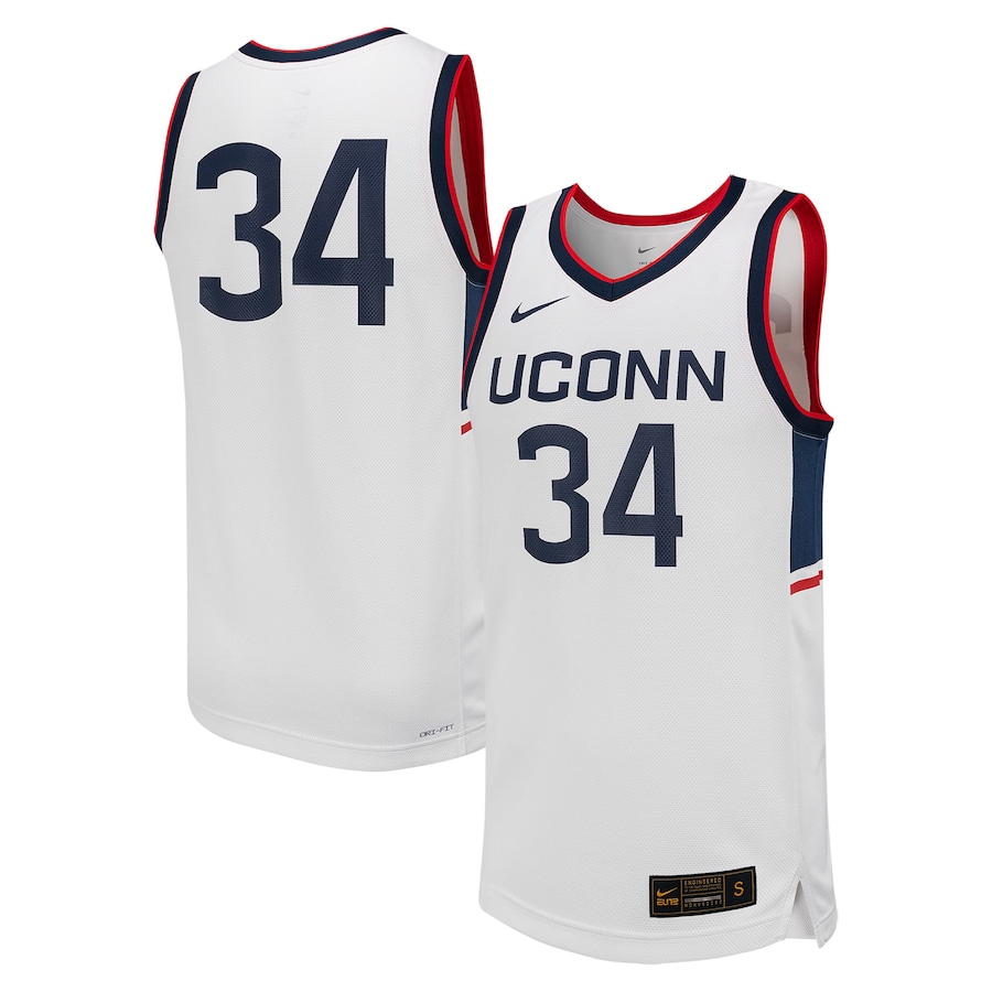 Men's Nike #34 White UConn Huskies Replica Basketball Jersey - ujerseystore
