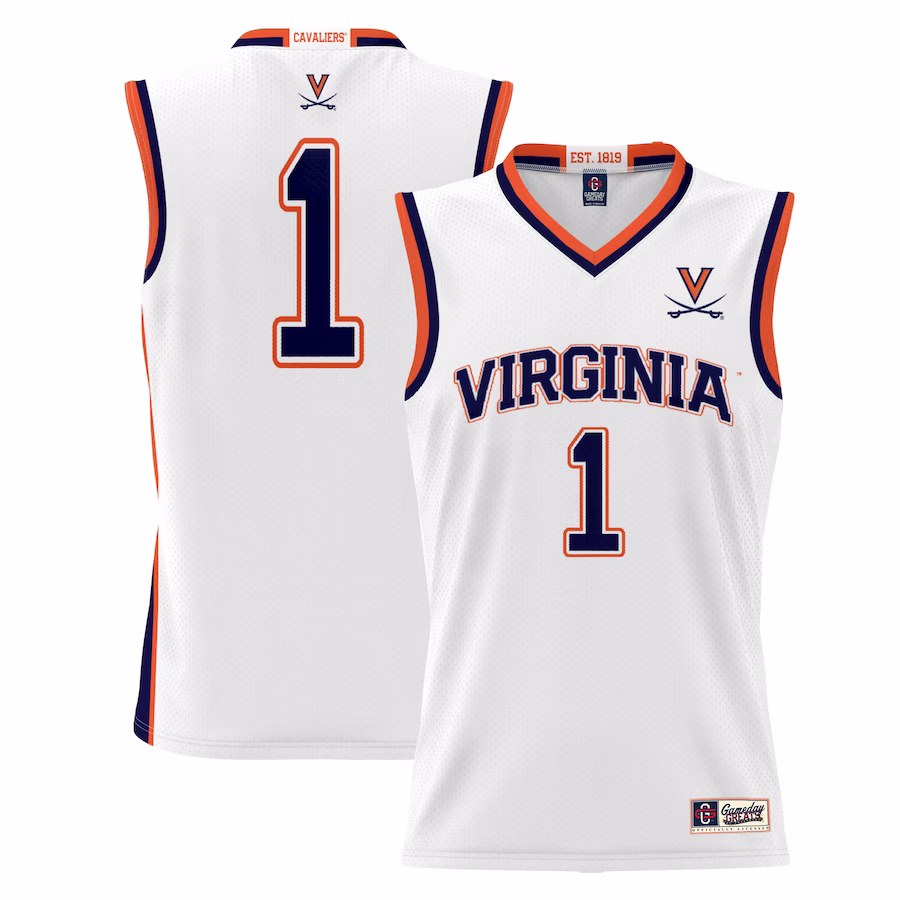 #1  Virginia Cavaliers GameDay Greats  Lightweight Basketball Jersey - White - ujerseystore