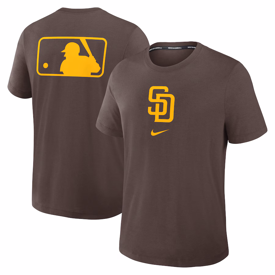 Men's San Diego Padres Nike Brown Authentic Collection Early Work Tri-Blend Performance T-Shirt - ujerseystore