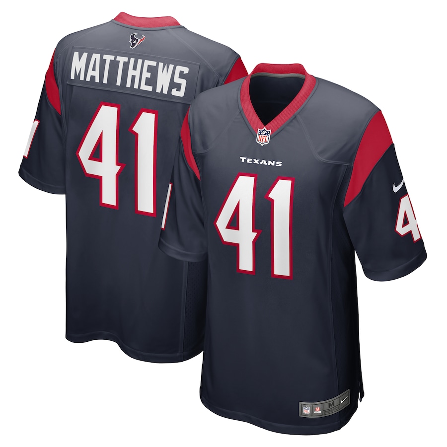 Men's Houston Texans Jesse Matthews Nike Navy Team Game Jersey - ujerseystore