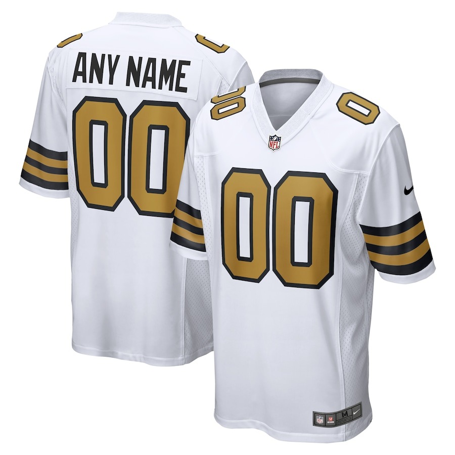 Men's New Orleans Saints  Nike White Alternate Custom Game Jersey - ujerseystore