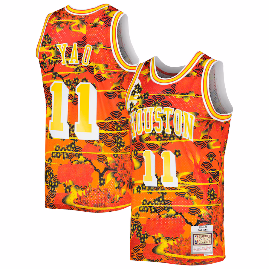 Men's Houston Rockets Yao Ming Mitchell & Ness Red 2004/05 Hardwood Classics Lunar New Year Swingman Jersey - ujerseystore