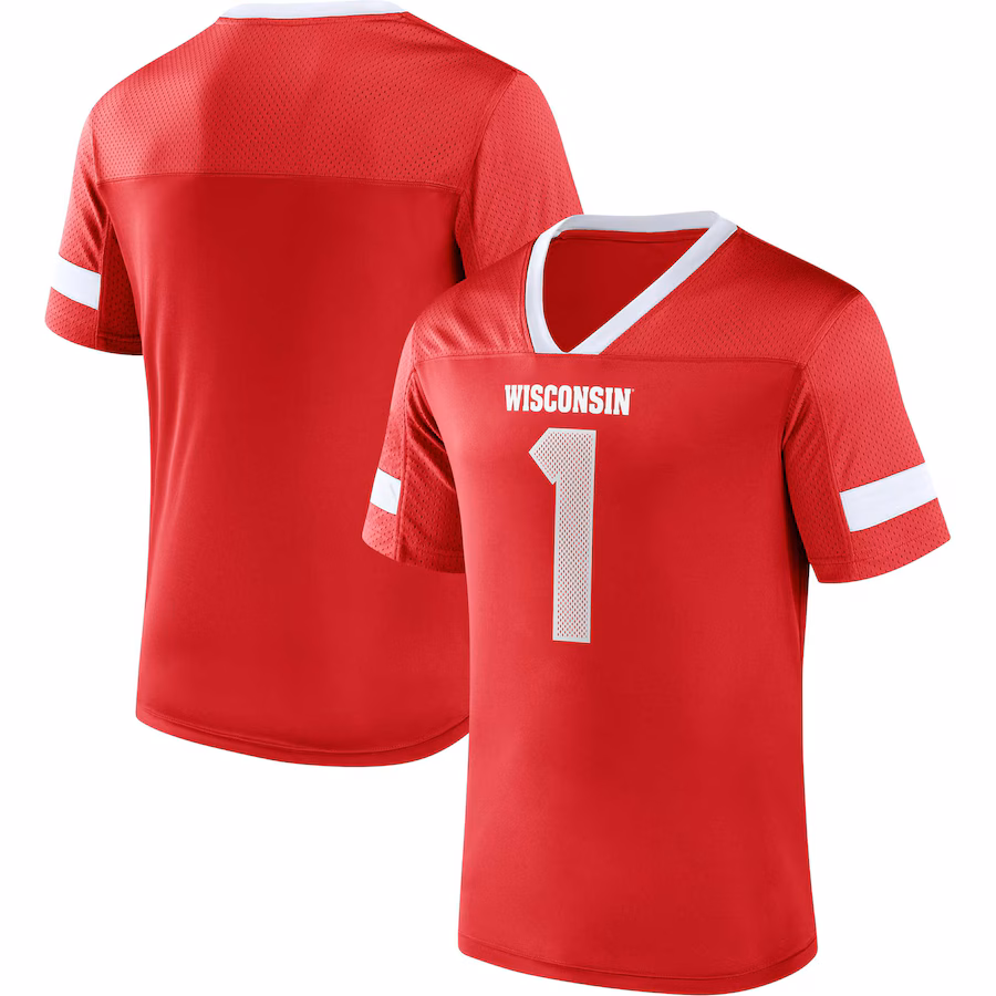 #1 Wisconsin Badgers Fanatics Kickoff Winner Replica Jersey - Red - ujerseystore