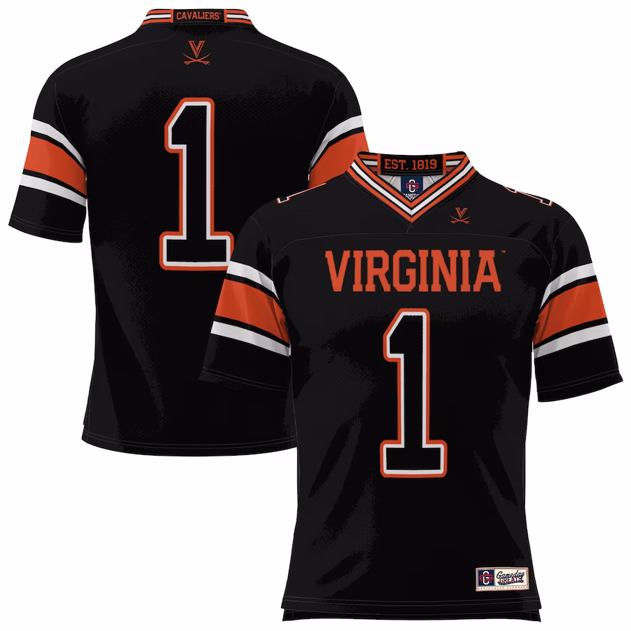#1 Virginia Cavaliers GameDay Greats Endzone Football Jersey - Black - ujerseystore
