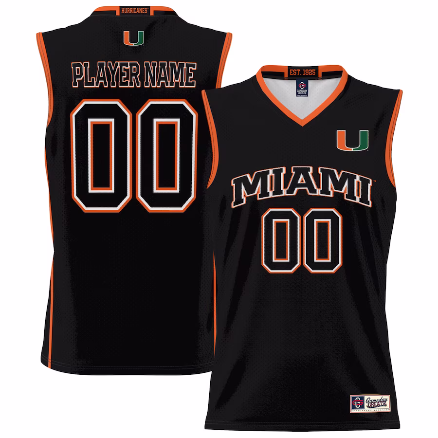 Miami Hurricanes GameDay Greats Youth NIL Pick-A-Player Lightweight Basketball Jersey - Black - ujerseystore