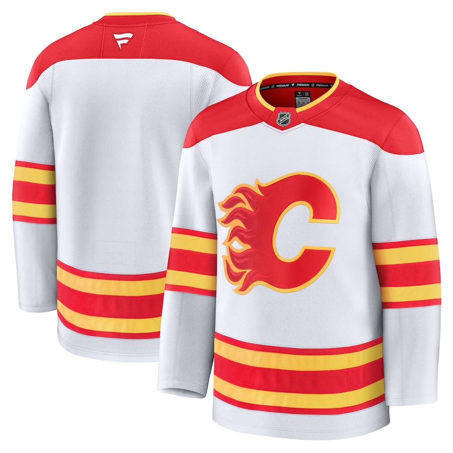 Men's Calgary Flames Fanatics White Away Premium Jersey - ujerseystore