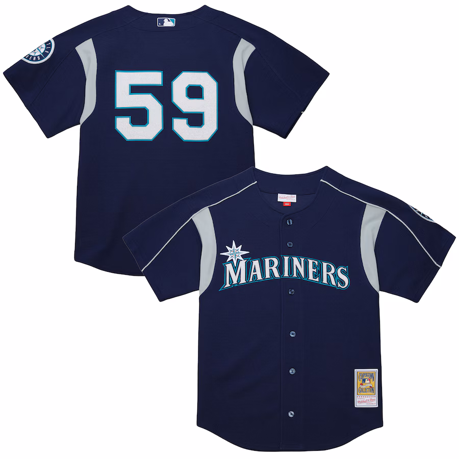 Men's Seattle Mariners Felix Hernandez Mitchell & Ness Navy Cooperstown Collection Batting Practice Jersey - ujerseystore
