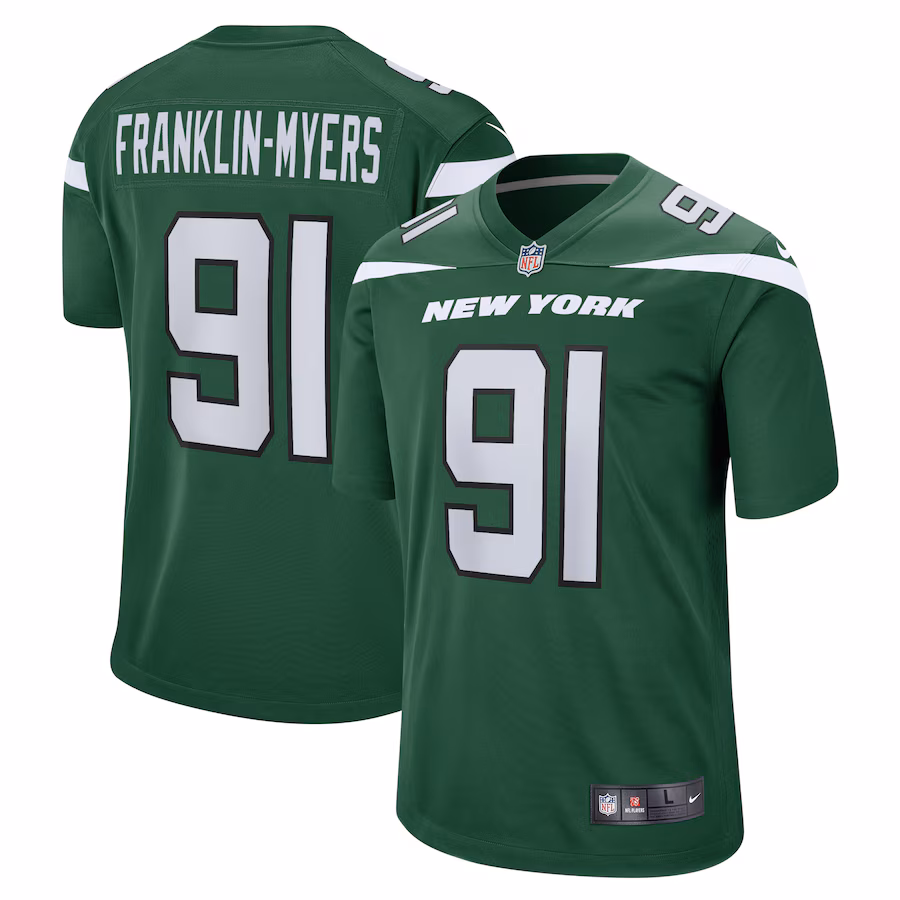 Men's New York Jets John Franklin-Myers Nike Gotham Green Game Jersey - ujerseystore