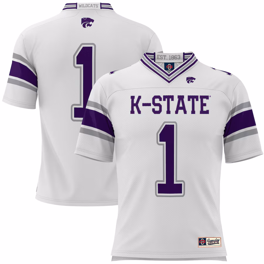 Men's GameDay Greats #1 White Kansas State Wildcats Football Jersey - ujerseystore