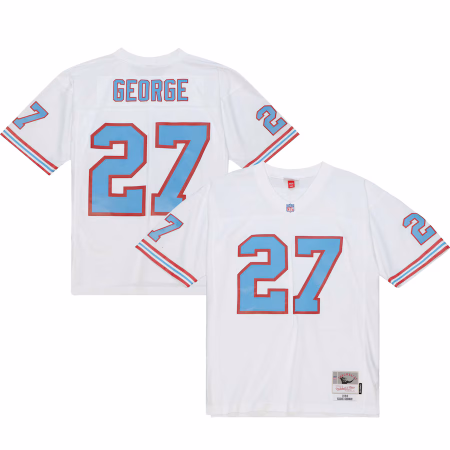 Men's Tennessee Oilers Eddie George Mitchell & Ness White Legacy Replica Jersey - ujerseystore