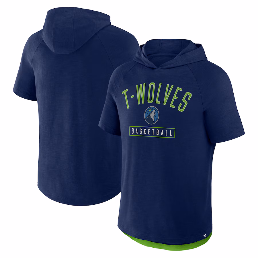 Men's Minnesota Timberwolves Fanatics Athletic Navy Pass Legend Hooded T-Shirt - ujerseystore