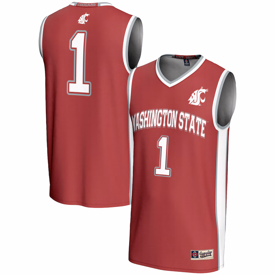 Male GameDay Greats #1  Crimson Washington State Cougars  Lightweight Basketball Jersey - ujerseystore